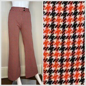 Vintage 1970s Plaid Flare Leg Double Knit Slacks Corinth Street Size XS, 24"x31"